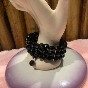 Black Beaded Wire Bracelet O/S